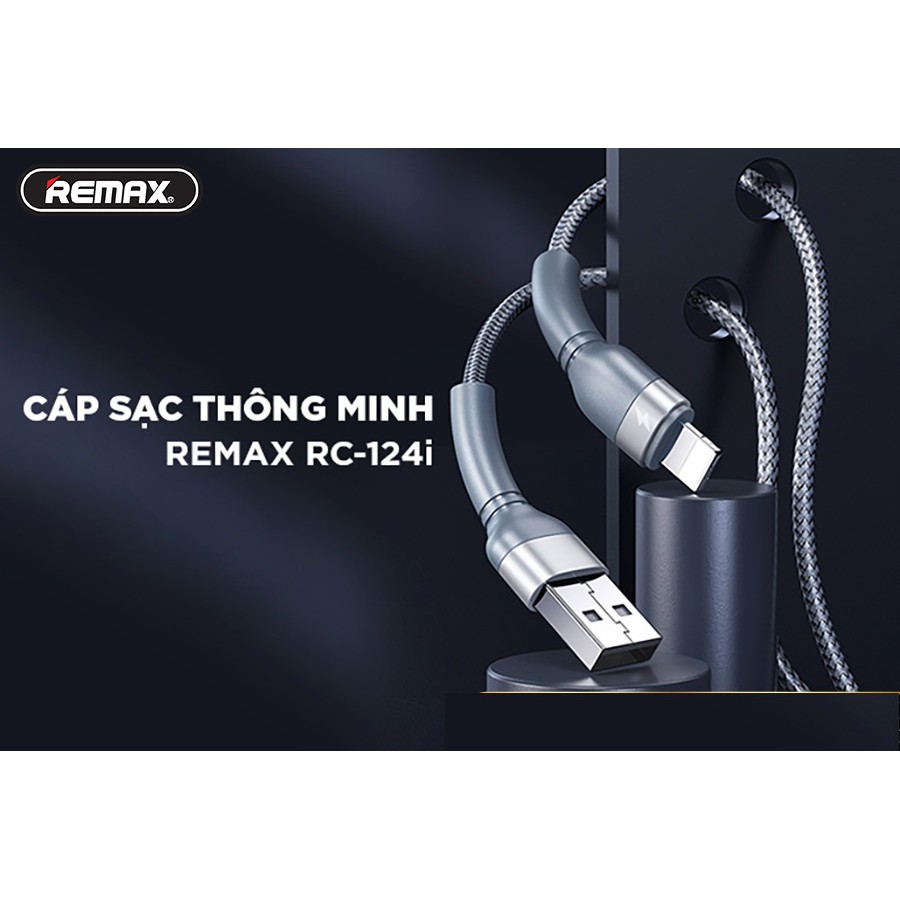 Dây Sạc Iphone💝CAO CẤP💝Cáp Sạc Remax RC-124i Cáp Sạc Nhanh 2.4A Chống Gãy Dài 1M Cho iPhone/Ipad - Bảo Hành 12T