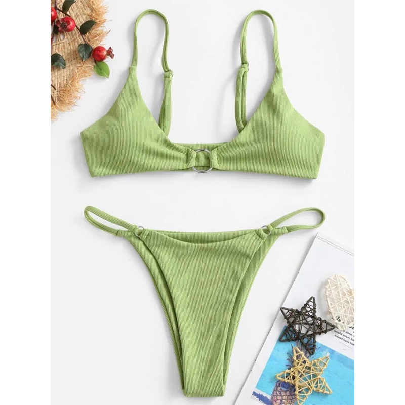 Bộ Bikini Dạng Vòng Tròn Màu Trơn Quyến Rũ Hợp Thời Trang Cho Nữ