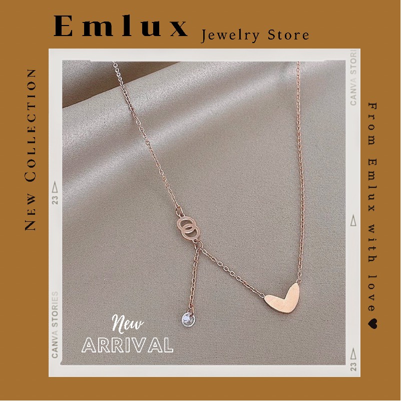 Dây chuyền nữ hình trái tim chất liệu bạc S925 cao cấp Emlux Jewelry Store