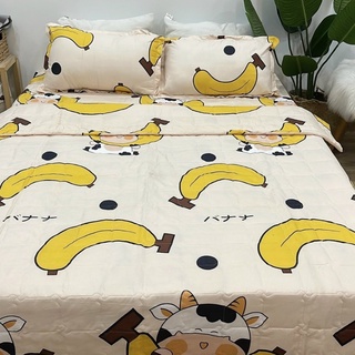 Bộ Chăn Hè Ga Gối Cotton Poly Combo 5 món ( Mẫu bò chuối )