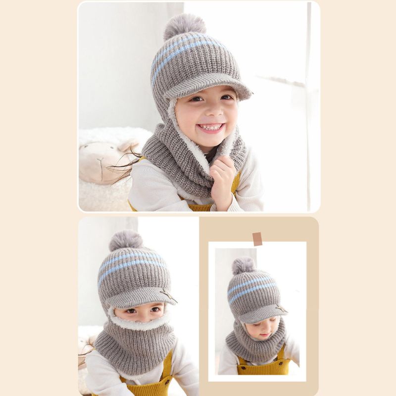 Mũ Beanie Lót Lông Cừu Giữ Ấm Mùa Đông Dành Cho Bé
