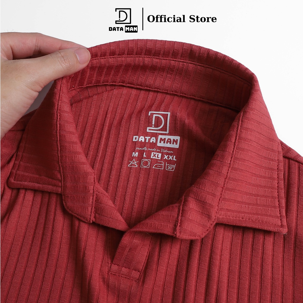 Áo POLO nam DATAMAN cổ chữ V, có ve lật, chất cotton đũa co giãn 4 chiều, thoáng mát - TPL22-01