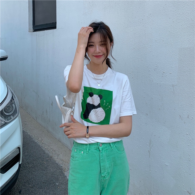 Áo thun SUXI tay ngắn cổ tròn họa tiết động vật thiết kế dáng rộng thoải mái