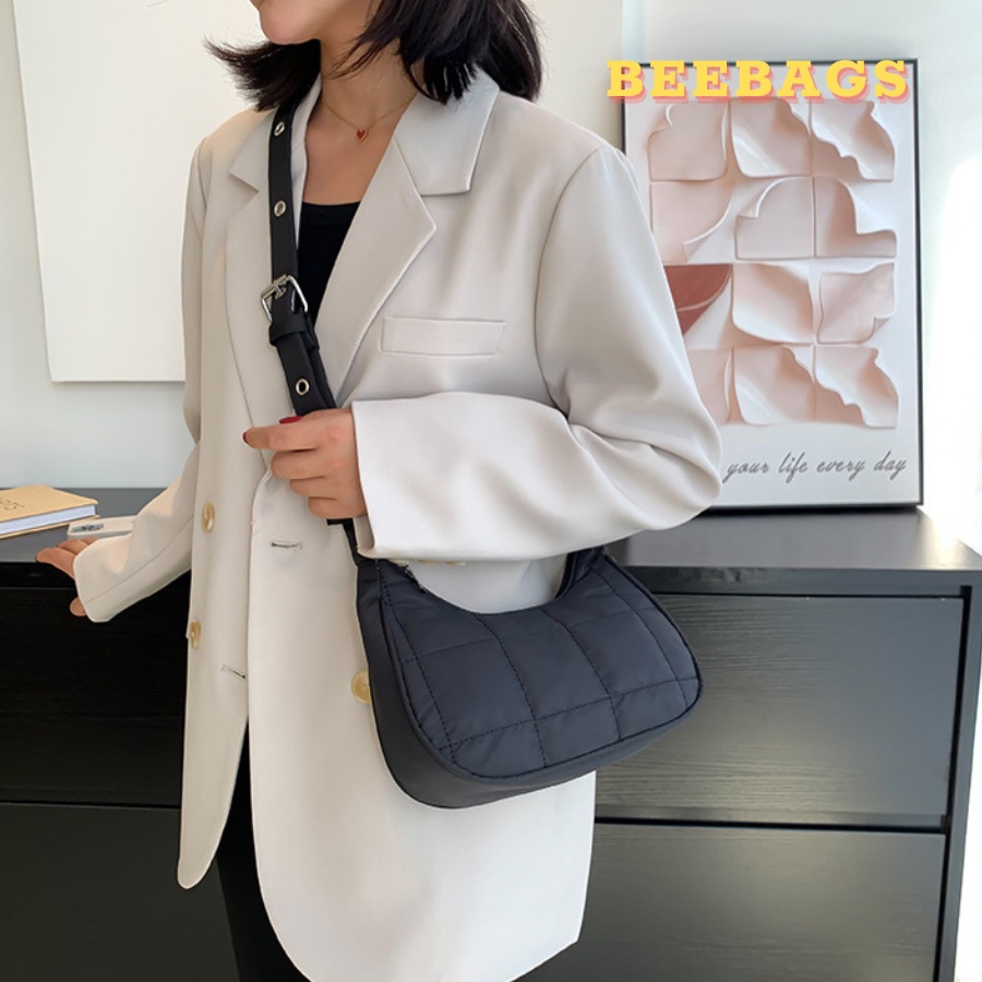 Túi Đeo Vải Phao Dây Quai Điều Chỉnh Được Màu Đen, Xanh Dương, Xanh Lá | PHAO15 | Túi Xách Phao Kẻ Sọc Cá Tính Dễ Phối