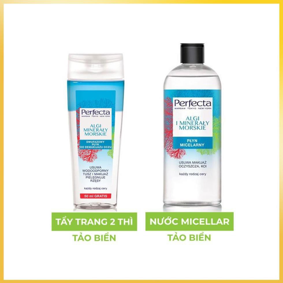 BỘ SẢN PHẨM TẨY TRANG 2 THÌ DẦU-NƯỚC VÀ NƯỚC MICELLAR TẢO BIỂN PERFECTA