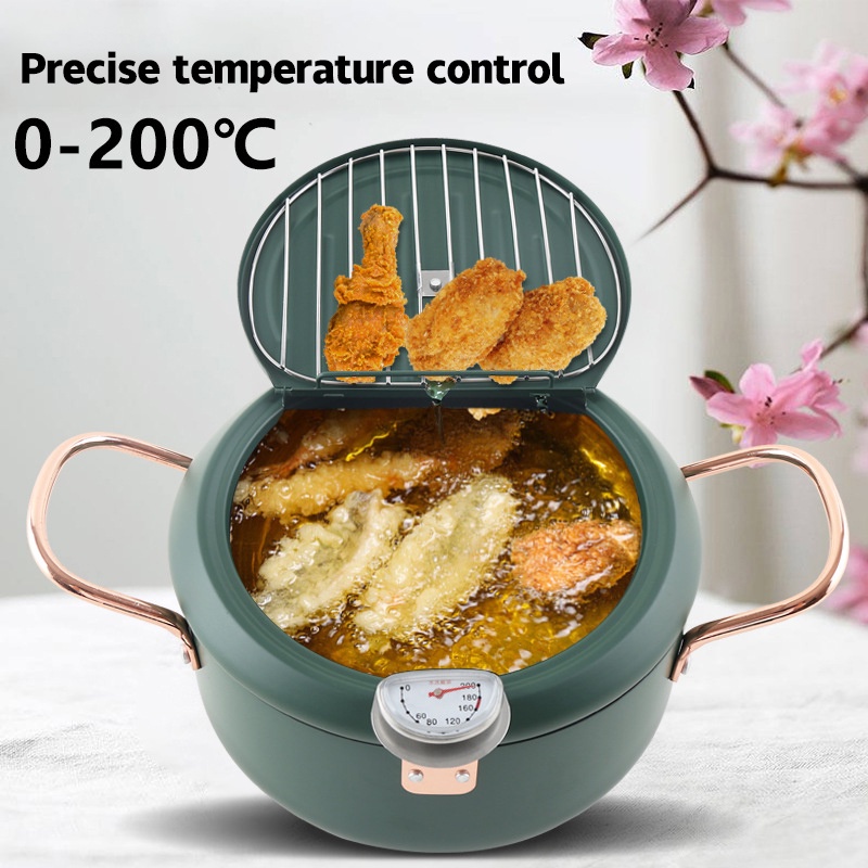 Nồi chiên JIASHI bằng thép không gỉ 304 chịu nhiệt độ tốt đa năng kèm nắp lọc