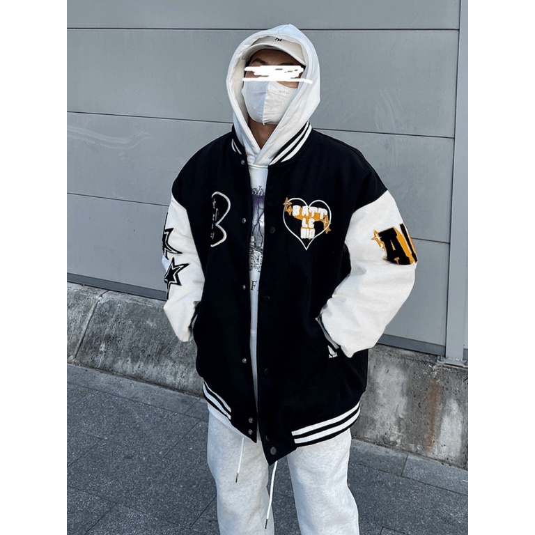 ÁO KHOÁC BOMBER NAM NỮ BATTKIT NGÔI SAO TIA CHỚP PHONG CÁCH RICKIT