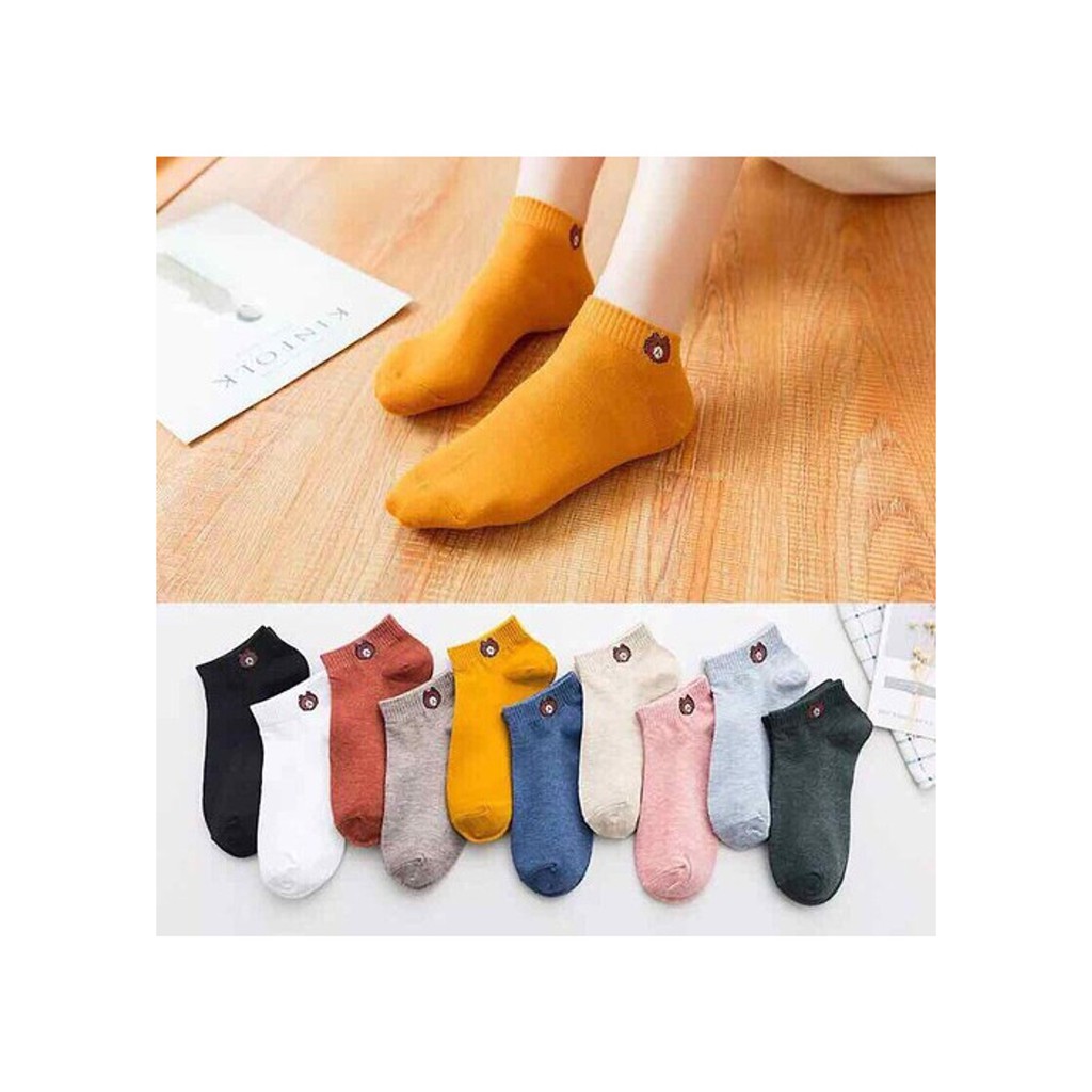 Tất Gấu Nữ Cổ Ngắn 10 Đôi Tặng Kèm Túi Đựng Cực Đẹp