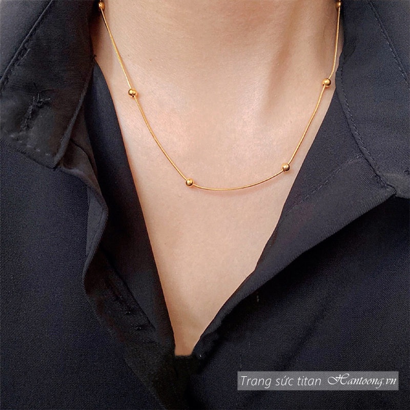 Dây chuyền titan nữ không gỉ thiết kế dạng dây sợi mì đơn giản phong cách hàn thời trang thanh lịch 2023