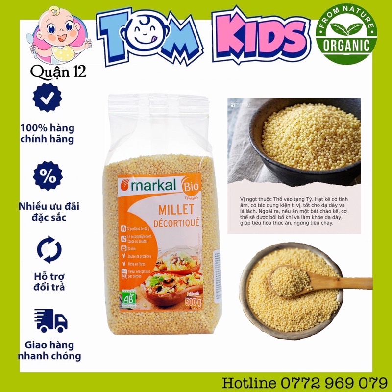 Hạt kê hữu cơ đã bóc vỏ Markal (túi lẻ 100g ) date 5/ 2023