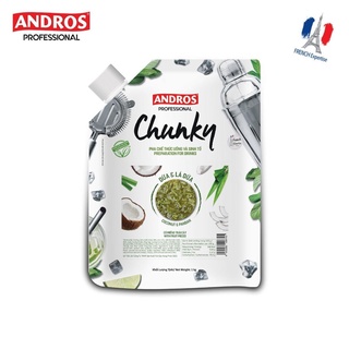 ANDROS - CHUNKY Dừa & Dứa Coconut & Padan - Nguyên liệu pha chế - Túi 1kg