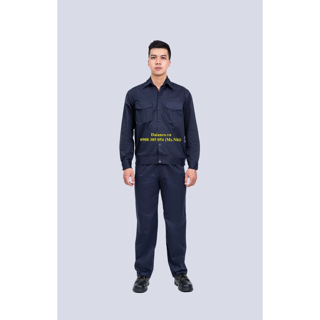 Quần Áo Bảo Hộ Lao Động Vải Kaki Nam Định Thoáng Mát - Màu xanh tím than QADN09