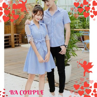 [CÓ ẢNH THẬT]Set đồ đôi - Áo váy sơ mi đôi trẻ trung dễ thương-BA19
