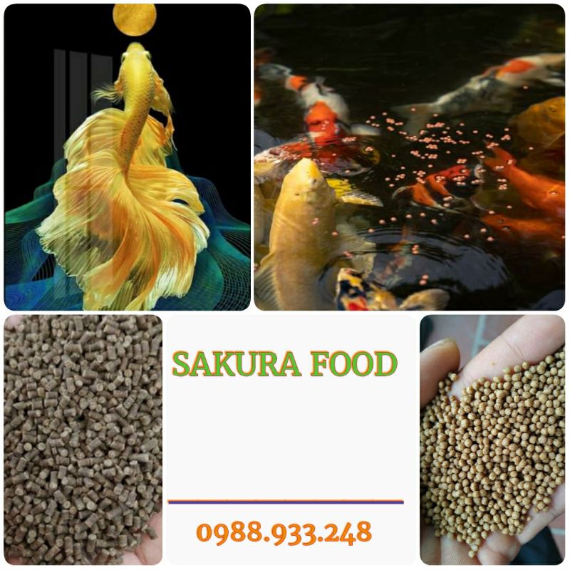 Cám Sakura- Tiêu chuẩn Nhật Bản dành cá Vàng, cá 7 màu Túi 400g