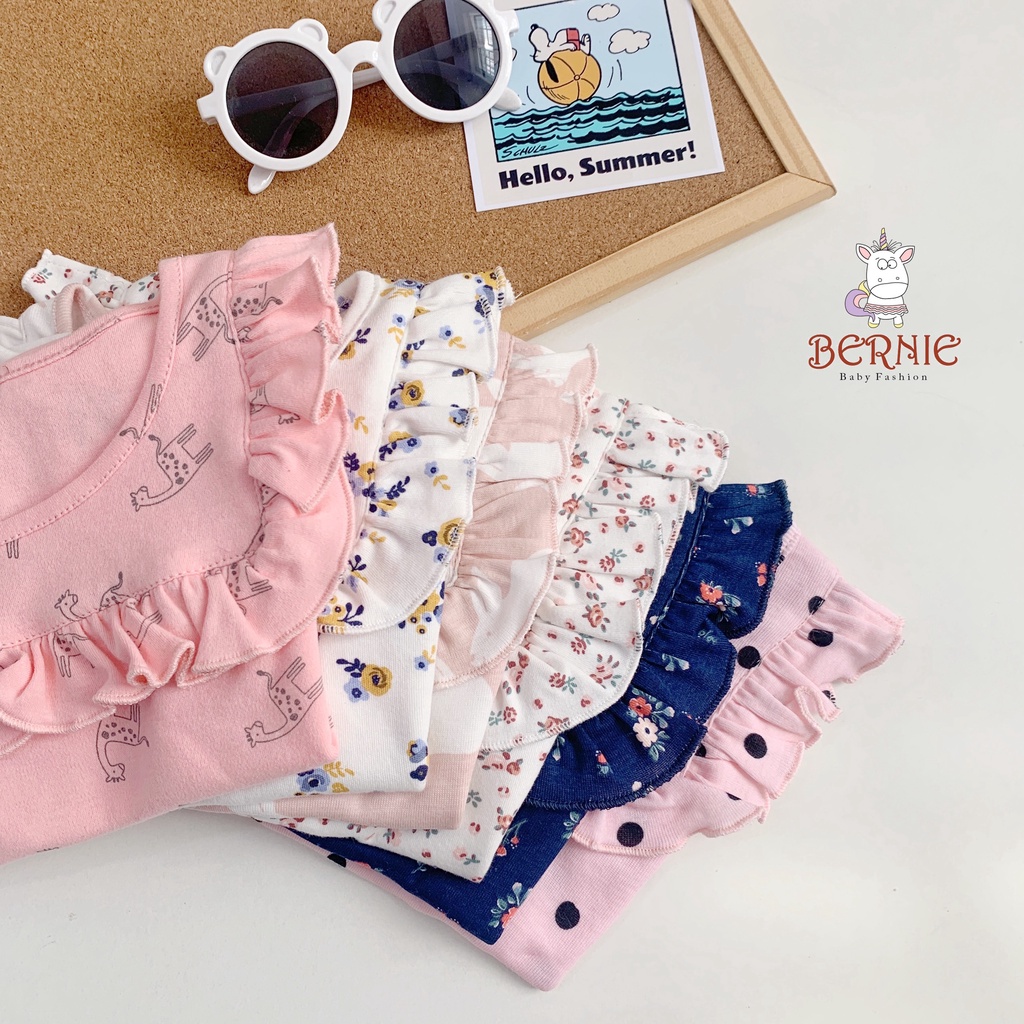 Bộ cotton bé gái bánh bèo xinh xắn, bộ thun bé gái xinh xắn dễ thương