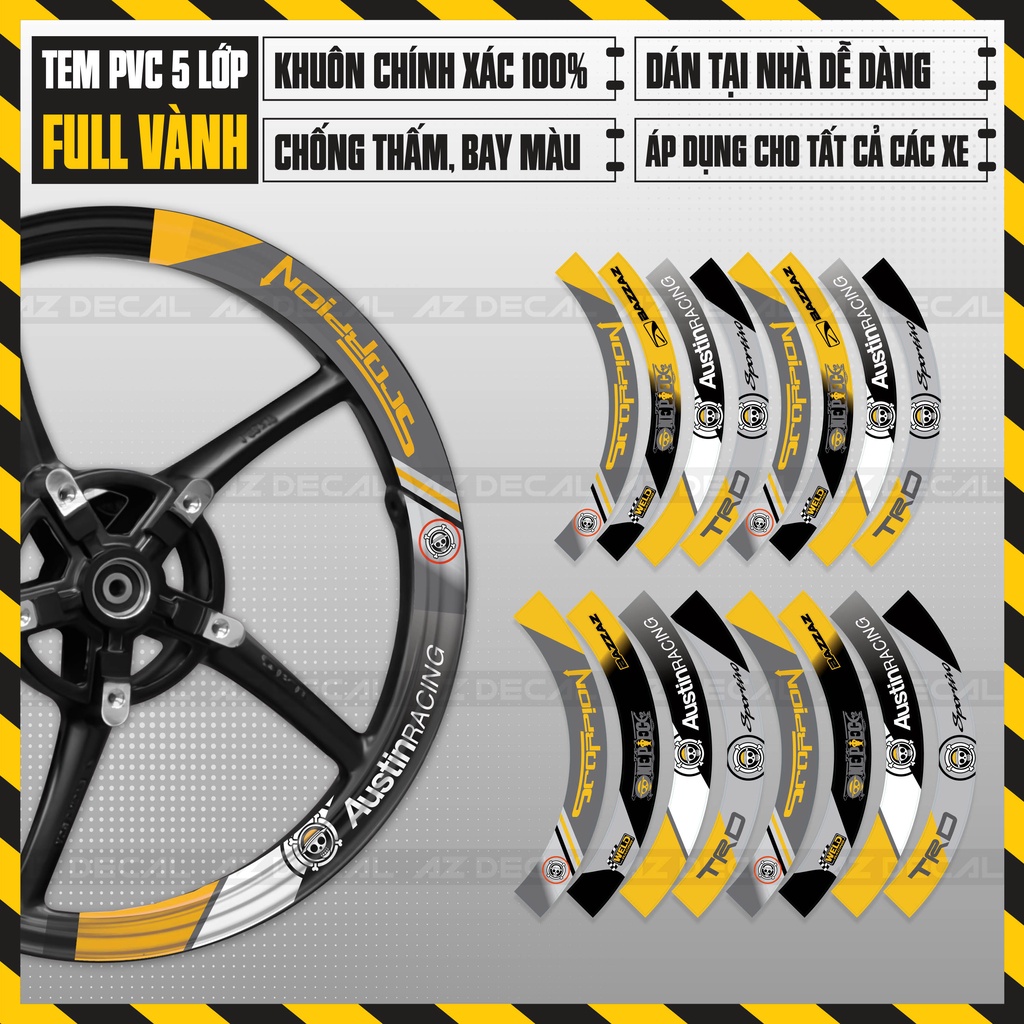 Tem Dán Vành Xe Máy Honda Bản To | Decal Dán Mâm Xe Winner X, Air Blade, Wave, SH, SH Mode, Vision,...