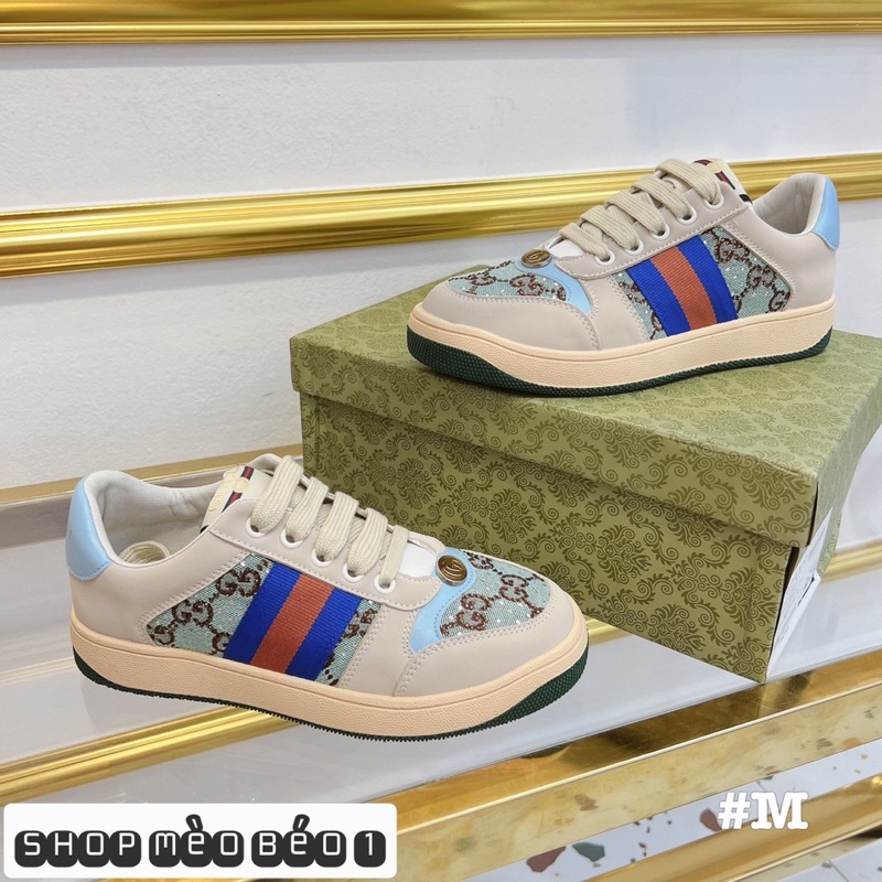 Giày thể thao gc hoạ tiết nhũ viền fullbox