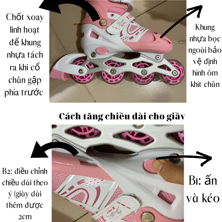 Giày trượt patin 4 bánh có đèn trẻ em