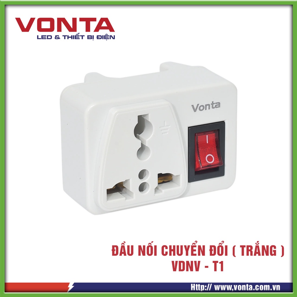 Đầu nối đa năng vuông ( 01 ổ cắm 3 chấu) - màu trắng (VDNVT1)