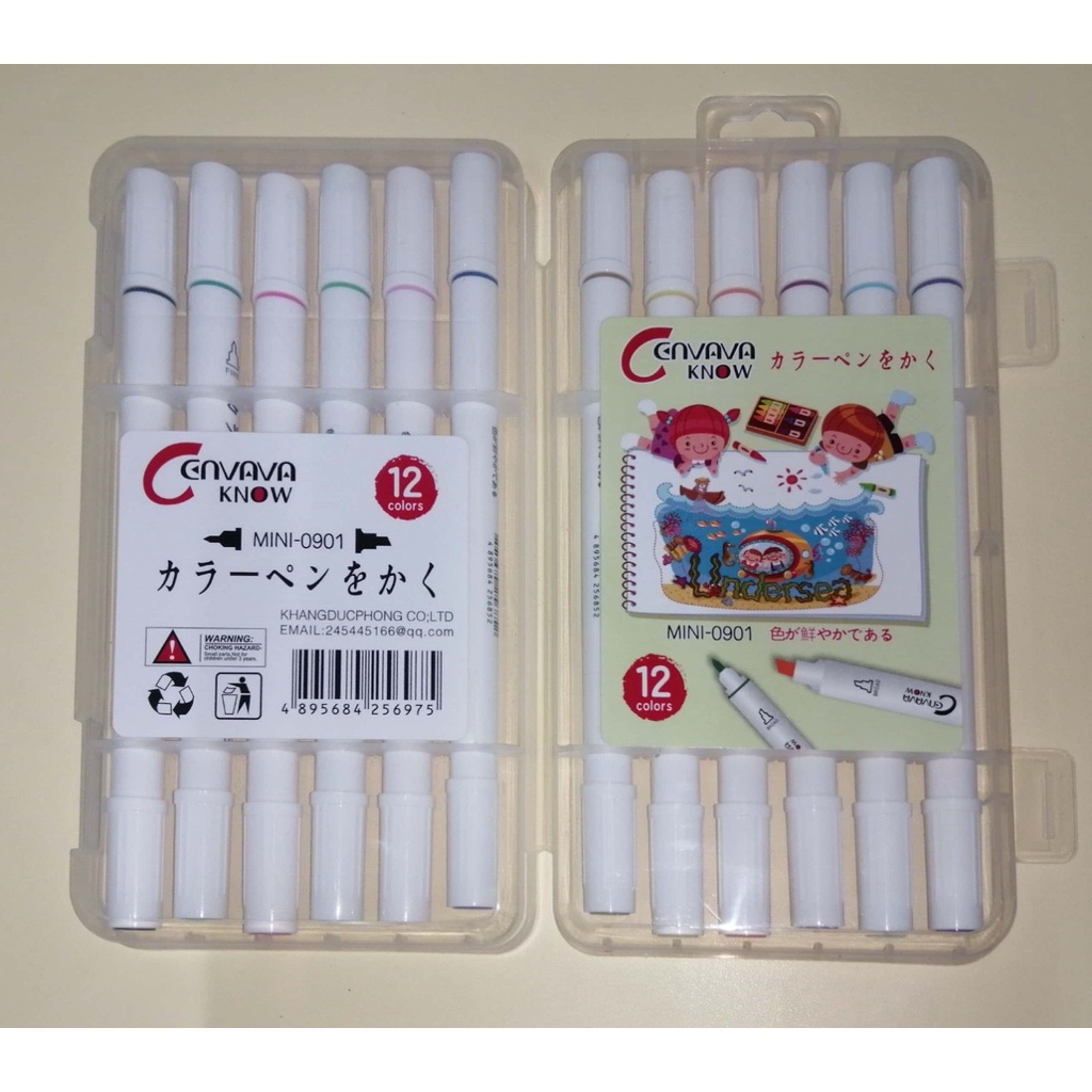 Bút Vẽ Marker Mike 2 Đầu Cenvava, 12-18-24-36 Màu, Bút Màu Sắc Tươi Sáng, Hộp Đựng Tiện Lợi.