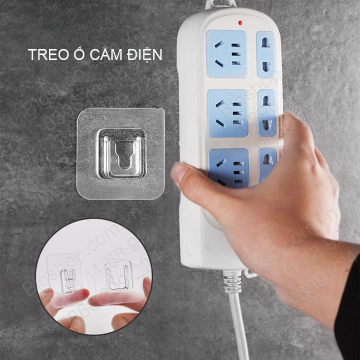 Miếng dán treo đồ đa năng gắn tường tiện dụng, đỡ ổ cắm điện, bộ phát wifi không cần khoan