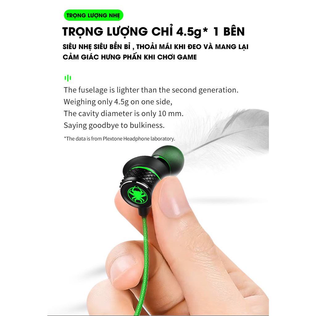 Tai nghe Gaming nhét tai giá rẻ Plextone G15 dài 1.2m, tai nghe chơi game Pubg Mobile có Microphone