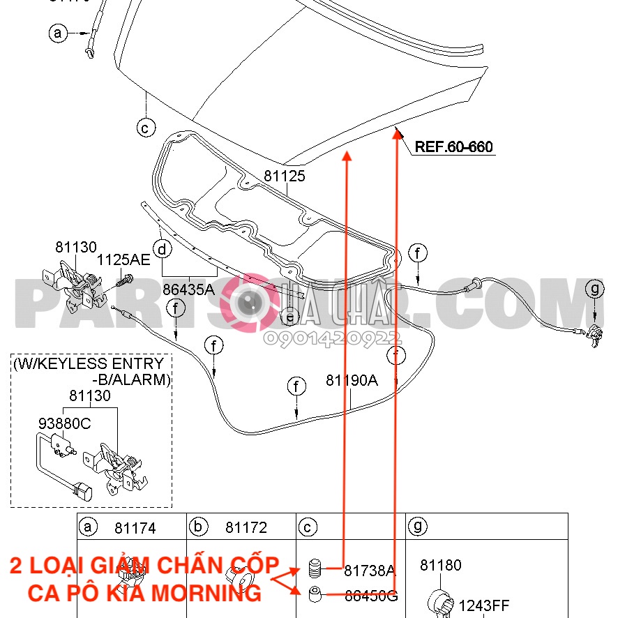 Cao su giảm chấn ca pô KIA MORNING 🚘 xịn nhập khẩu Kia Hàn Quốc 🎯 Bảo hành 100% là hàng chính hãng