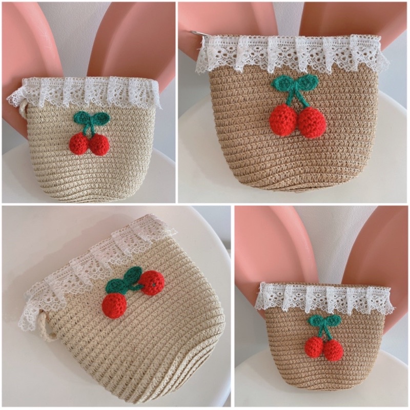Túi cói đeo chéo mini phiên bản Hàn quốc siêu xinh cho bé từ 1 đến 5 tuổi