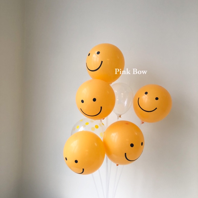 Bong Bóng TRÒN hình Mặt Cười/Chữ HPBD TO YOU/ CHẤM BI BÒ SỮA đủ màu pastel Hàn Quốc