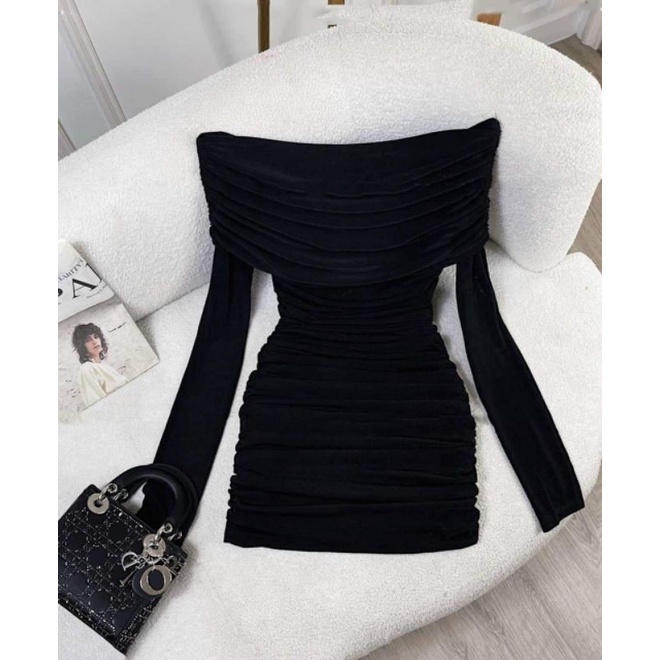 Váy body dúm trễ vai