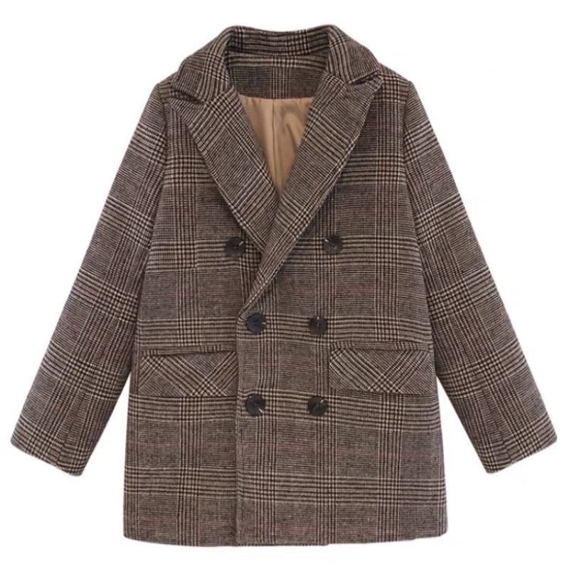 Áo Dạ Kẻ Nâu Tây, Áo Khoác Dạ Blazer Hàn Quốc (HÌNH THẬT) Hàng QC loại 1 | BigBuy360 - bigbuy360.vn