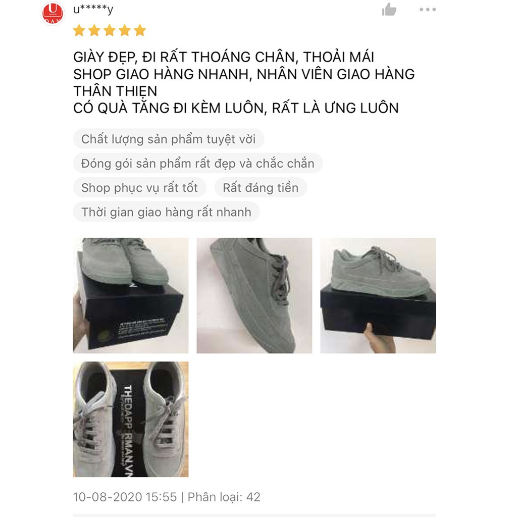 Giày sneaker thể thao nam THEDAPPERMAN TDM1101 chất liệu da lộn, đế cao su nhiệt dẻo, siêu êm phù hợp chạy bộ, màu xám | BigBuy360 - bigbuy360.vn