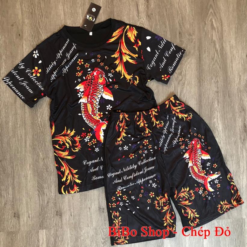 Bộ Thun 3D Cá Chép Hóa Rồng, bộ quần áo nam cá chép in 3D cao cấp !
