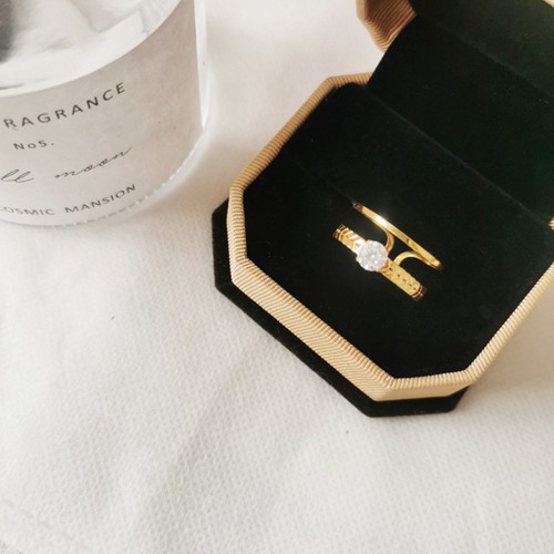 Nhẫn Nữ 2 Lớp Đính Đá Nhân Tạo Titan Ko Đen TT 3569