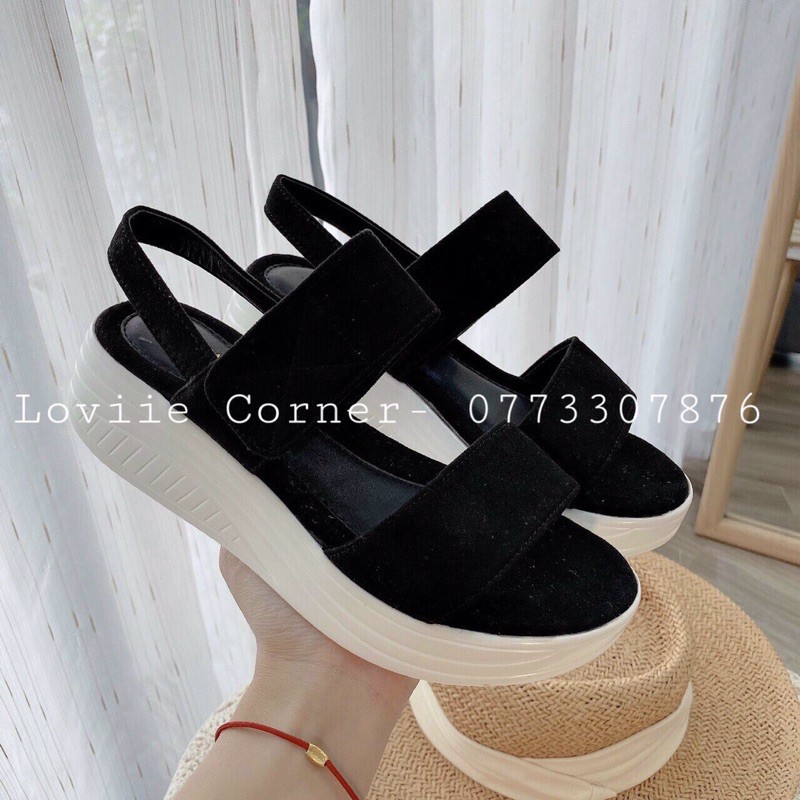 LOVIIECORNER - GIÀY SANDAL ĐẾ XUỒNG BÁNH MÌ NỮ CAO 5 PHÂN - GIÀY SANDAL NỮ ĐẾ XUỒNG 5CM QUAI NGANG 5P - ĐEN - S210507