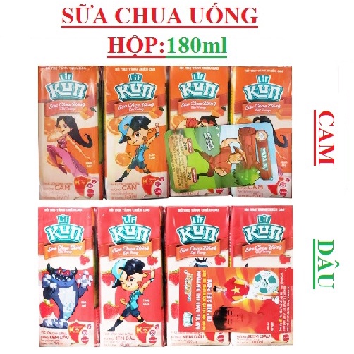 Thùng 48 hộp 180ml sữa chua KUN hương cam/dâu