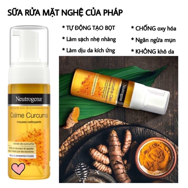 Sữa rửa mặt tạo bọt Neutrogena Nghệ Curcuma Clear 150ML