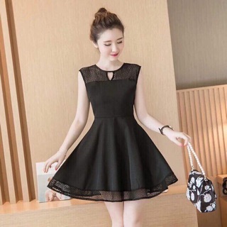 Đầm xoè phối ren lưới m/l/xl/2xl
