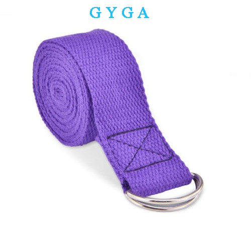 Dây đai yoga cotton dài 1,8m nhiều màu sắc có khoá kim loại có thể điều chỉnh hỗ trợ an toàn không trơn trượt GYGA