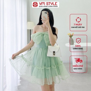 Đầm ngắn nữ VMSTYLE cúp ngực nơ giữa 2 lớp Y183 22VD05Y012302 VDU00060