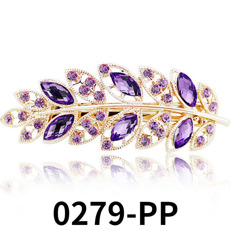 Kẹp Tóc Hợp Kim Hình Chiếc Lá Đính Đá 6 Màu Thời Trang Cho Nữ