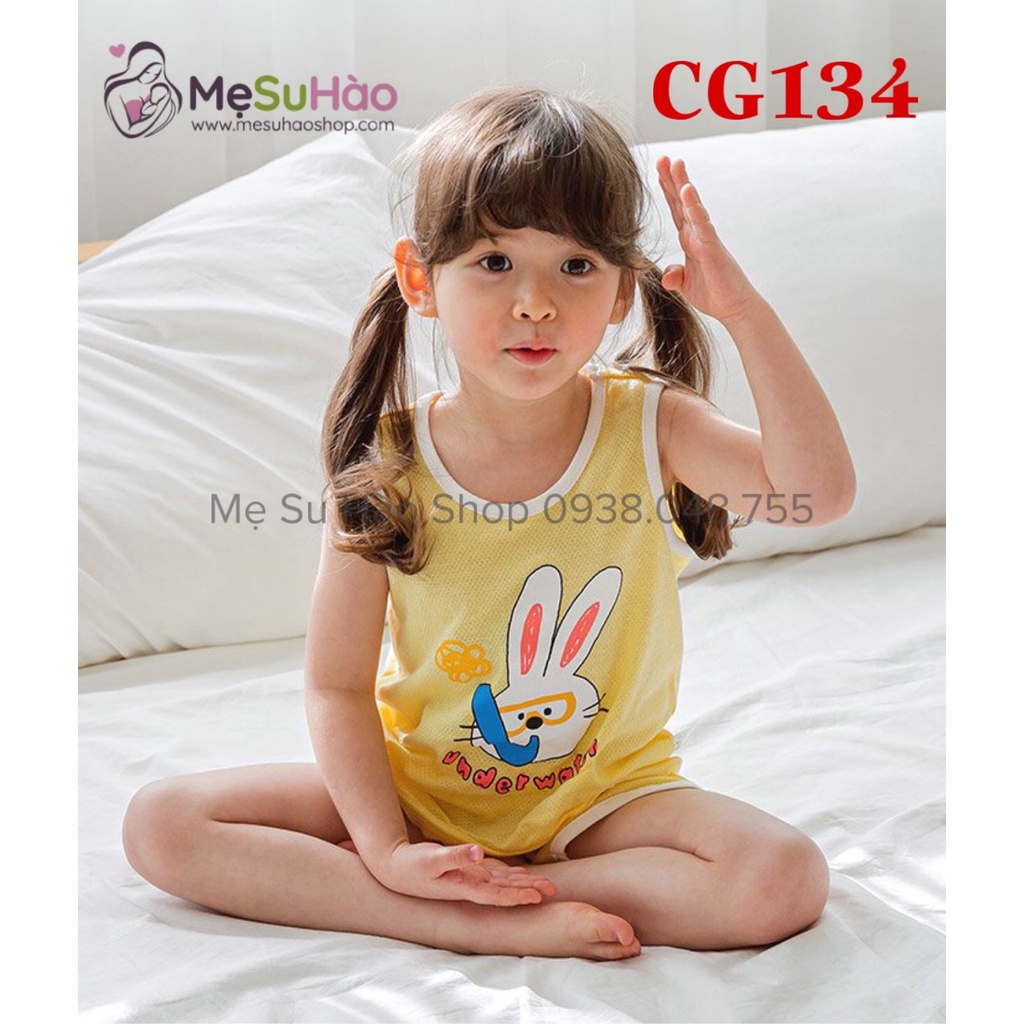 Bộ sát nách mẫu Thỏ Vàng Lặn rất xinh hãng Cordi_i , cotton 100%, mã CG134