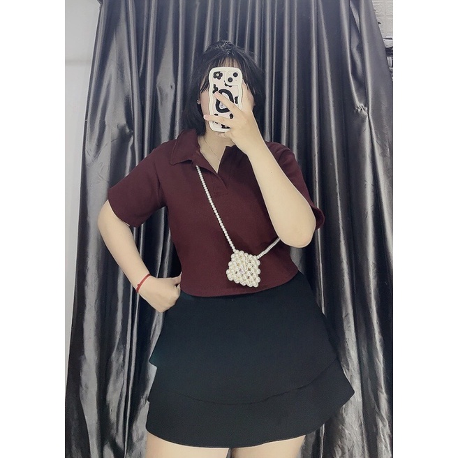 Áo thun POLO croptop chất gân Bigsize