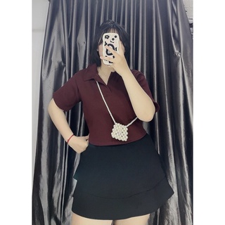 Áo thun POLO croptop chất gân Bigsize