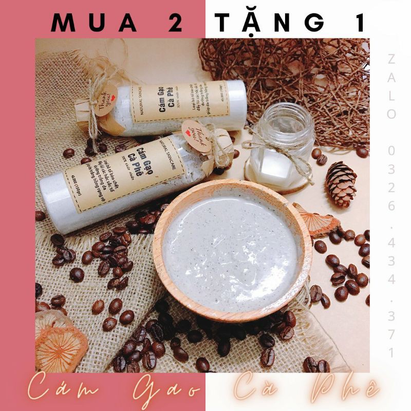 Bột Cám Gạo Cafe Nguyên Chất Dưỡng Trắng Da Dùng Face & Body
