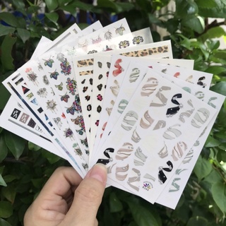 Sticker dán móng nail trái tim và hoa văn trang trí