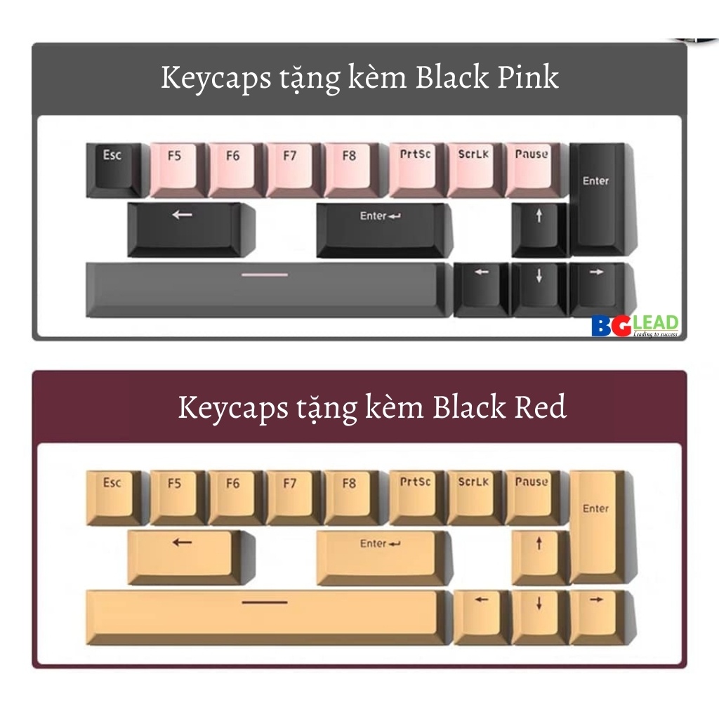 [Chính hãng] Bàn phím cơ AKKO Mojike GK1 Black Red| Black Pink (AKKO sw v2| LED trắng) - Mai Hoàng phân phối và Bảo hành