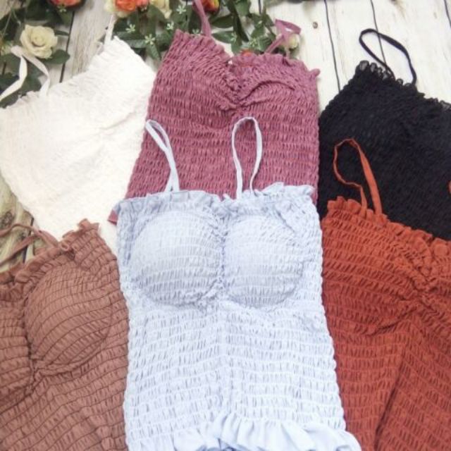 Áo hai dây bánh bèo có sẵn mút ngực nhiều màu HÌNH THẬT - AD129 | BigBuy360 - bigbuy360.vn