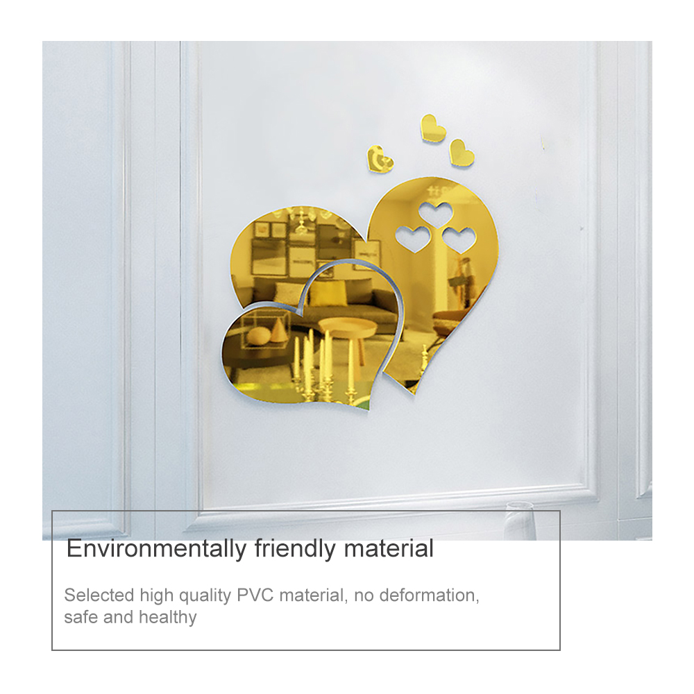 Gương dán tường acrylic hình trái tim 3d trang trí nhà cửa