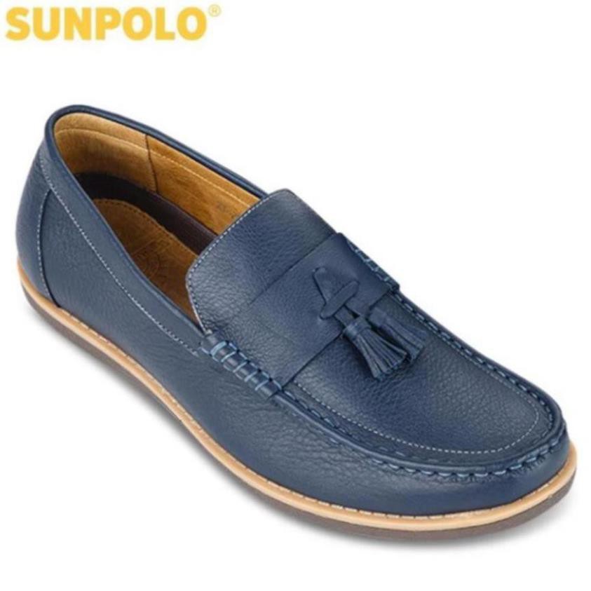 [Sale 3/3]Giày Lười Nam Da Bò SUNPOLO Đen Nâu Xanh Navy - SUKT2581DNX -pi9